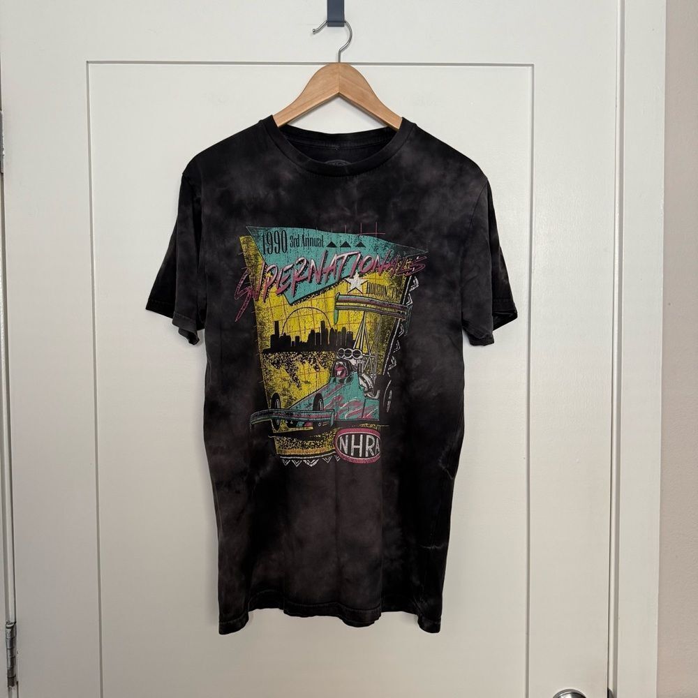 NHRA Race 1990 3rd Super Nationals Houston TX T-Shirt Mens Black Sz M Acid Wash